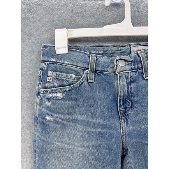 AG Women's sz 26R Ex- Boyfriend Slim Slouchy Slim Distressed Jeans Cotton Ankle - Picture 4 of 13